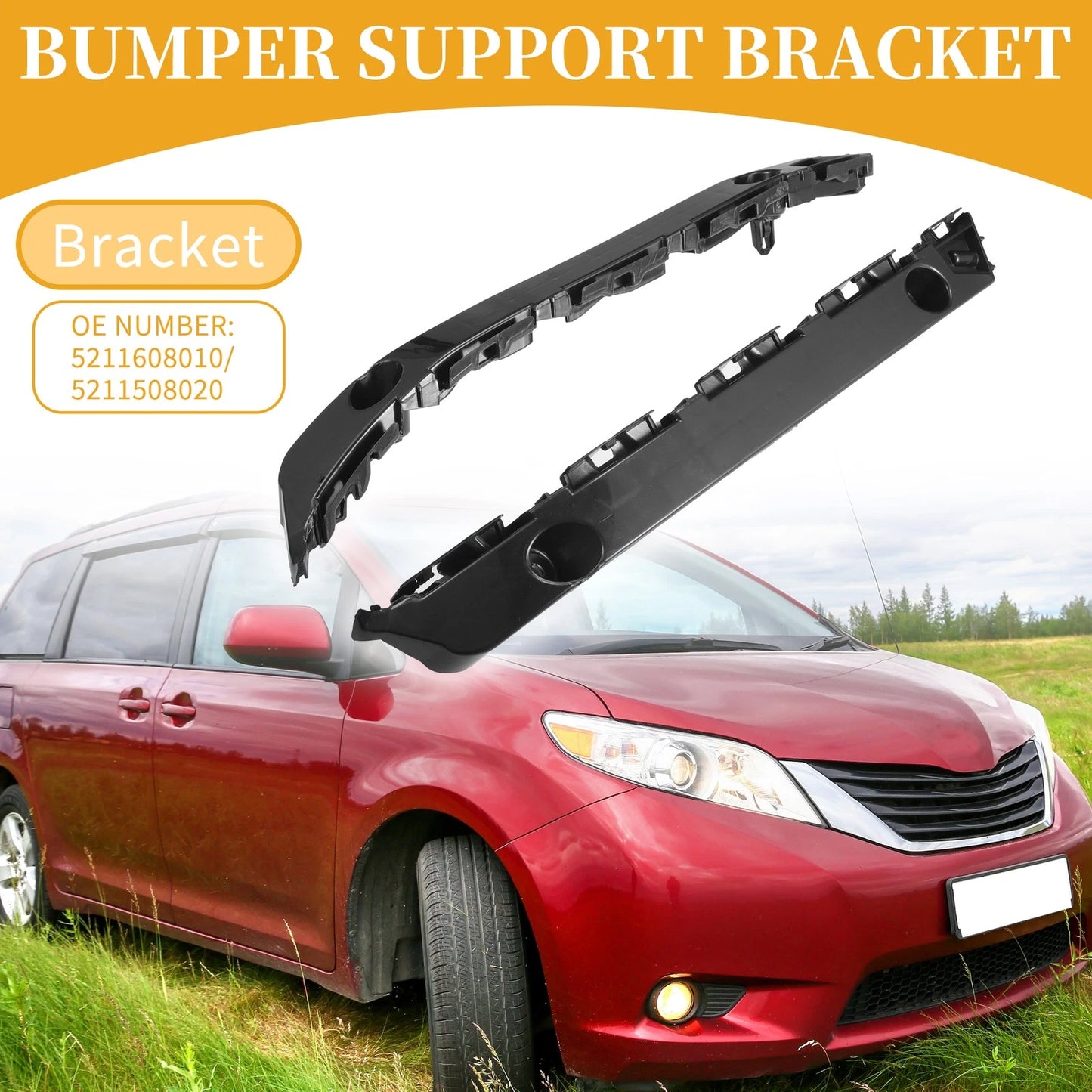Front Bumper Support Bracket for Toyota Sienna (2011-2020) - 1 Pair