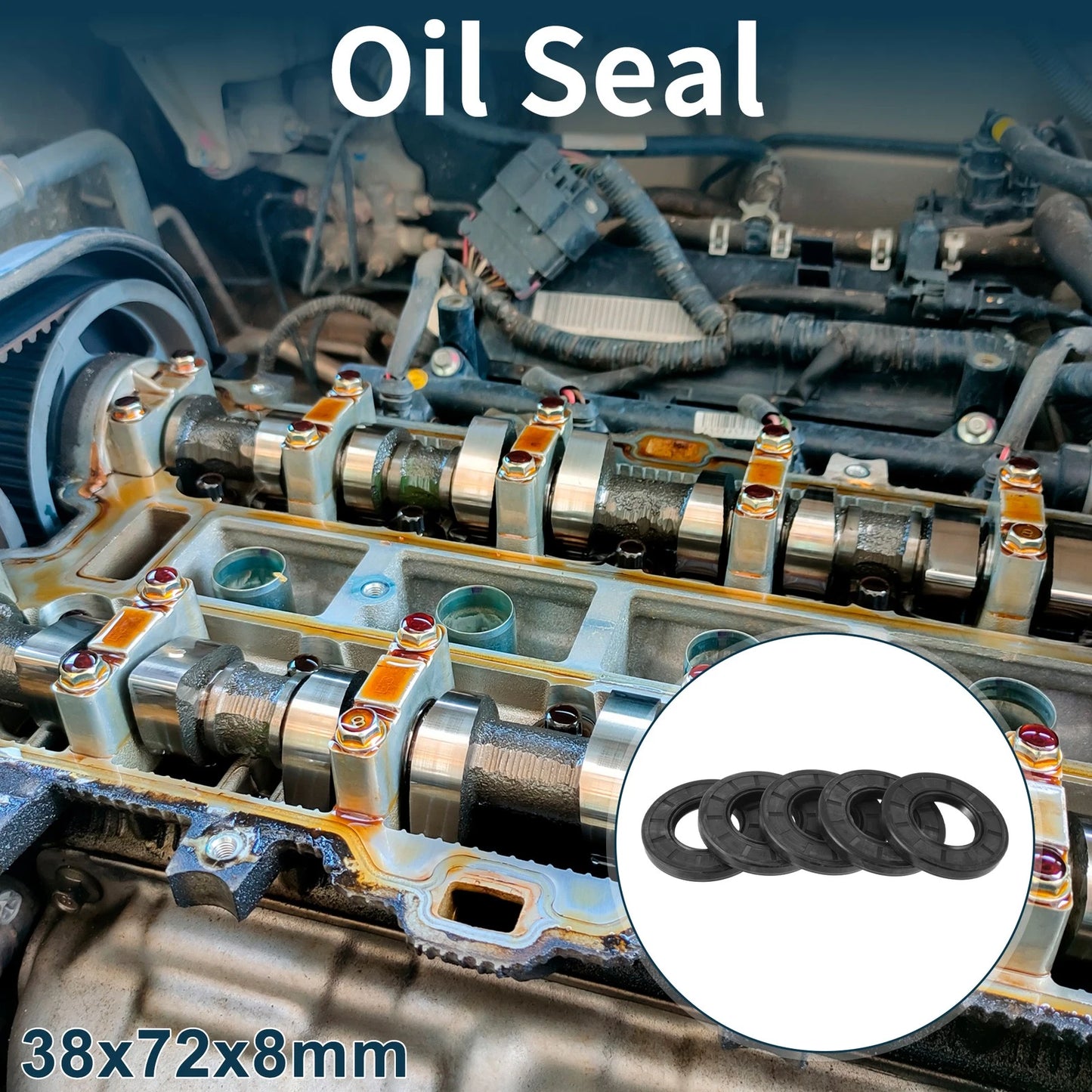 Oil Seal 5 x 38x72x8mm NBR Black Rotary Shaft Seal for Make Model