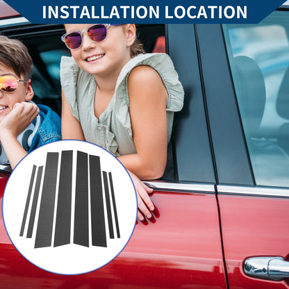 8 x Car Pillar Window Trim Cover for Toyota RAV4 Black Carbon Fiber (2013–2018)
