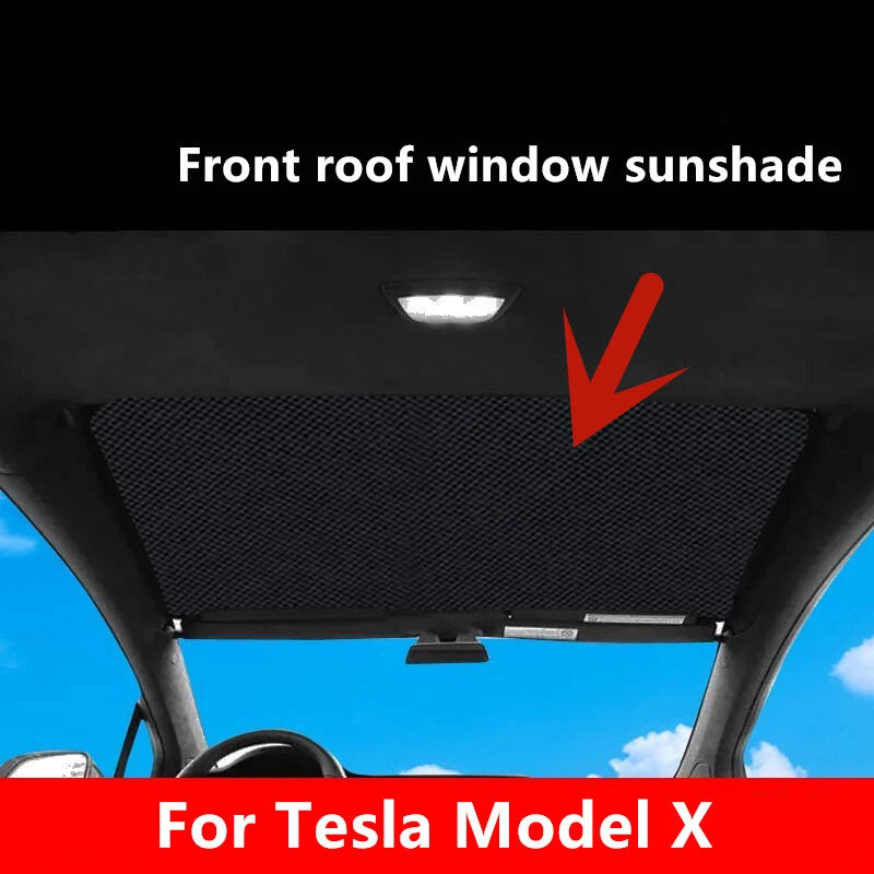 Front Roof Shade Window Sunshade Privacy Sleep Mesh Cover for Tesla Model X