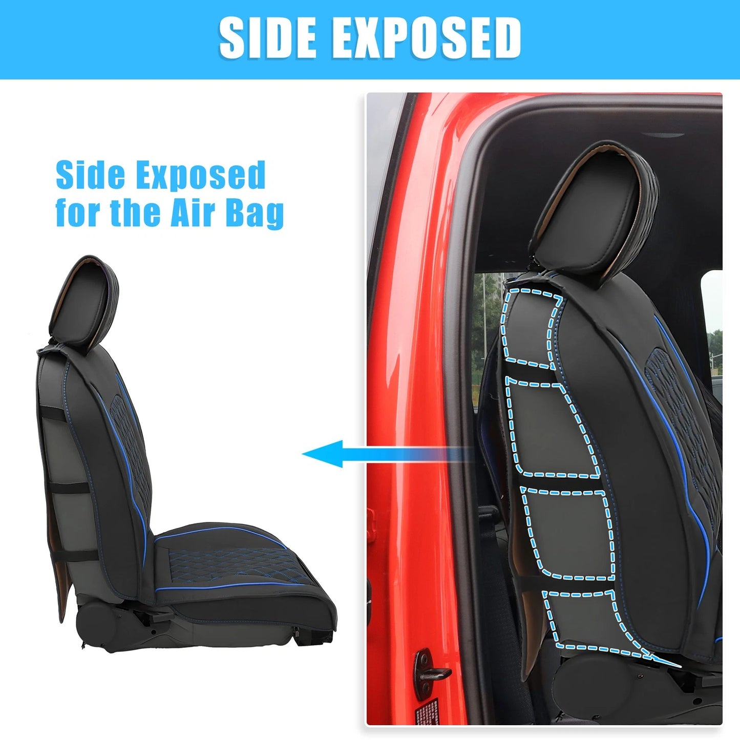 Seat Covers Cushion Cover for Dodge Ram (2009-2023)  Black Blue