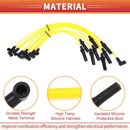 9 x Spark Plug Wire Ignition Coil Cable for Dodge B150 (1992-1994)