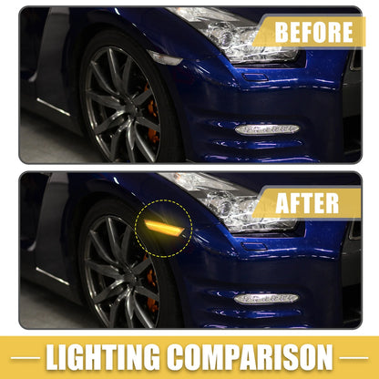 1 Pair Front LED Side Marker Light for Infiniti Amber Light Clear