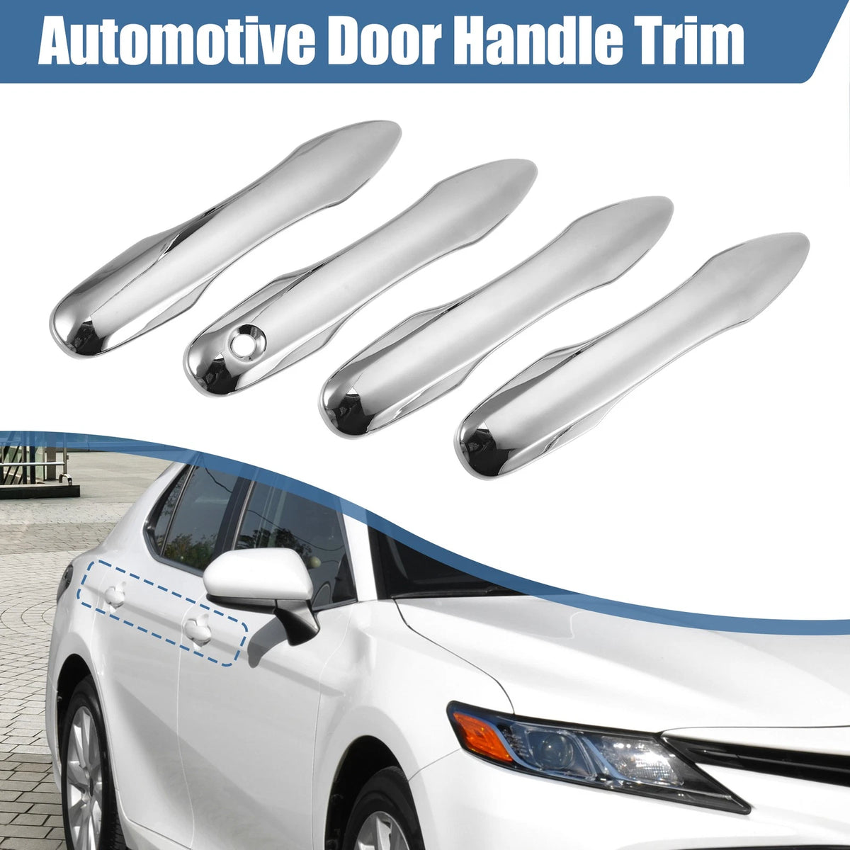 Set Door Handle Cover Chrome Silver Tone for Toyota Camry (2018–2023)