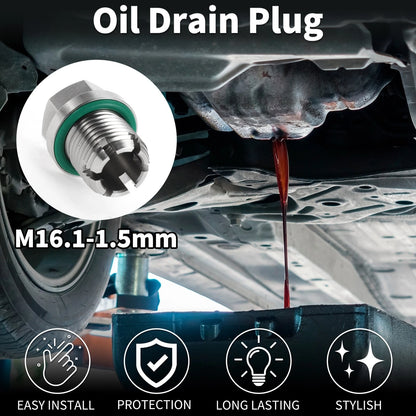 M16.1-1.5mm Copper Oil Drain Plug with Gasket Silver Tone for Car Motorcycle