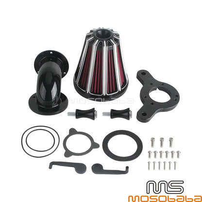 Black Air Filter Cleaner Intake Kit for Harley Road King FLHR (2004-2023)