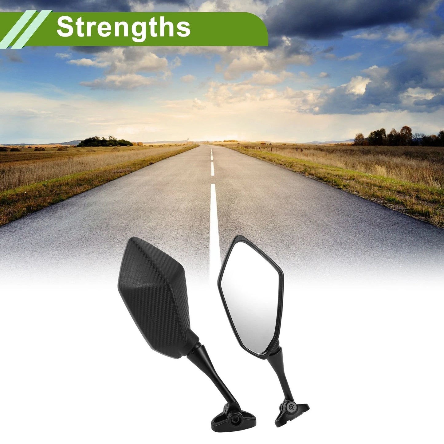 Rear View Mirror Prismatic Carbon Fiber Pattern Black for M6 Motorcycle