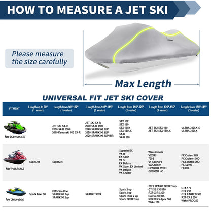 Jet Ski Cover 103"-115" 3 Seat PWC for Yamaha Seadoo