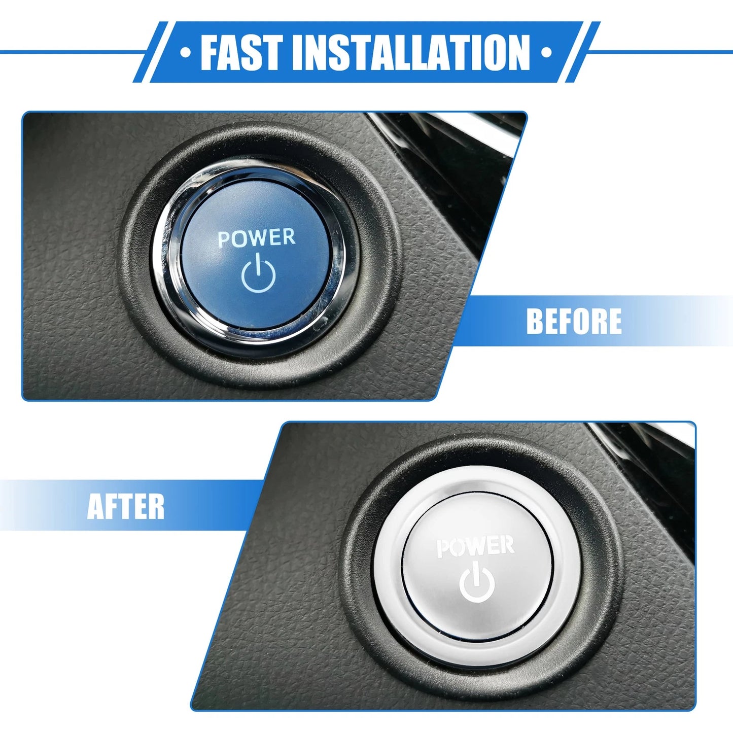 Engine Start Ignition Button Covers for Toyota Sienna (2022-2023) Silver