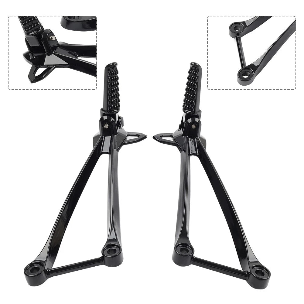 Black Rear Passenger Footpegs Bracket for Kawasaki Ninja ZX6R ZX10R (09-24)