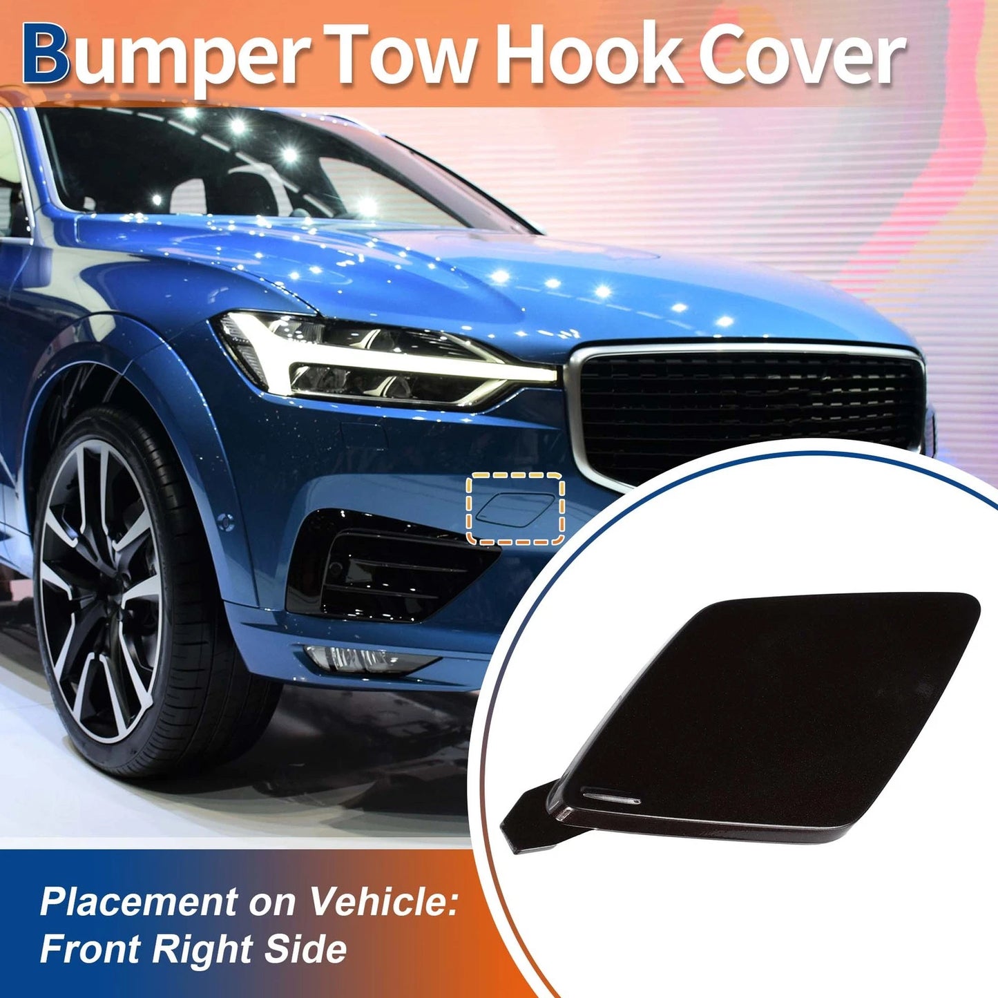 Front Side Tow Hook Cover for Volvo XC60 (2018-2021) White