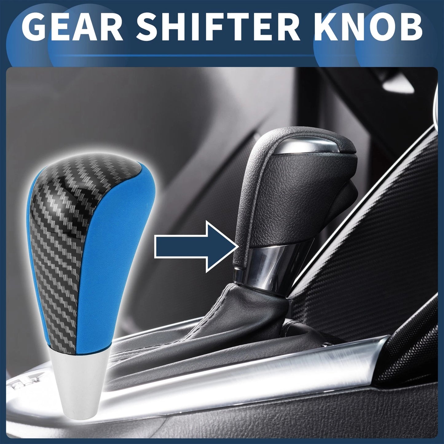 Gear Shifter Knob for Toyota 4Runner Faux Leather Black Blue (2003–2021)