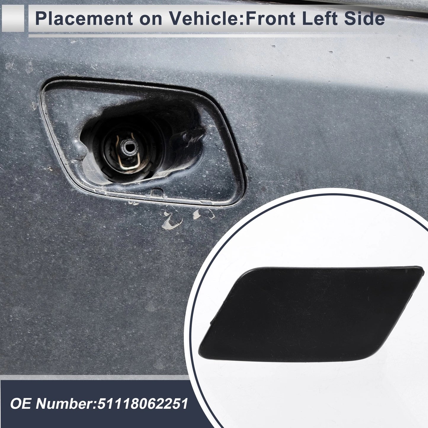 Front Left Headlight Washer Nozzle Cover for BMW 335i GT (2012-2019)
