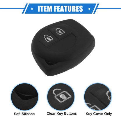 Car Remote Key Fob Case Protectors for Suzuki 2 Button Silicone Black