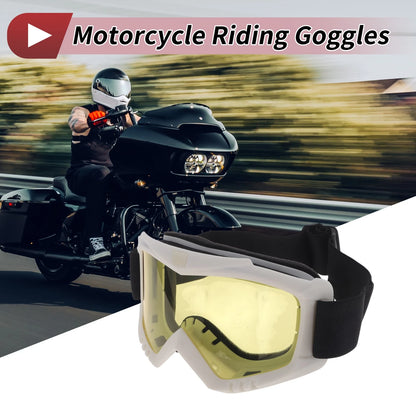 1 Pc Motorcycle Riding Goggles Yellow Lens White Frame PC Cycling Sunglasses