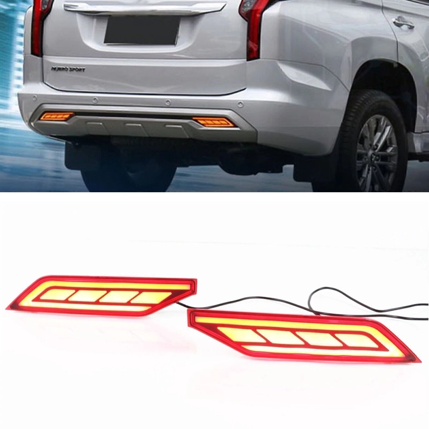 Rear Bumper Tail Light for Mitsubishi Pajero Shogun (2018-2020) Red/Amber