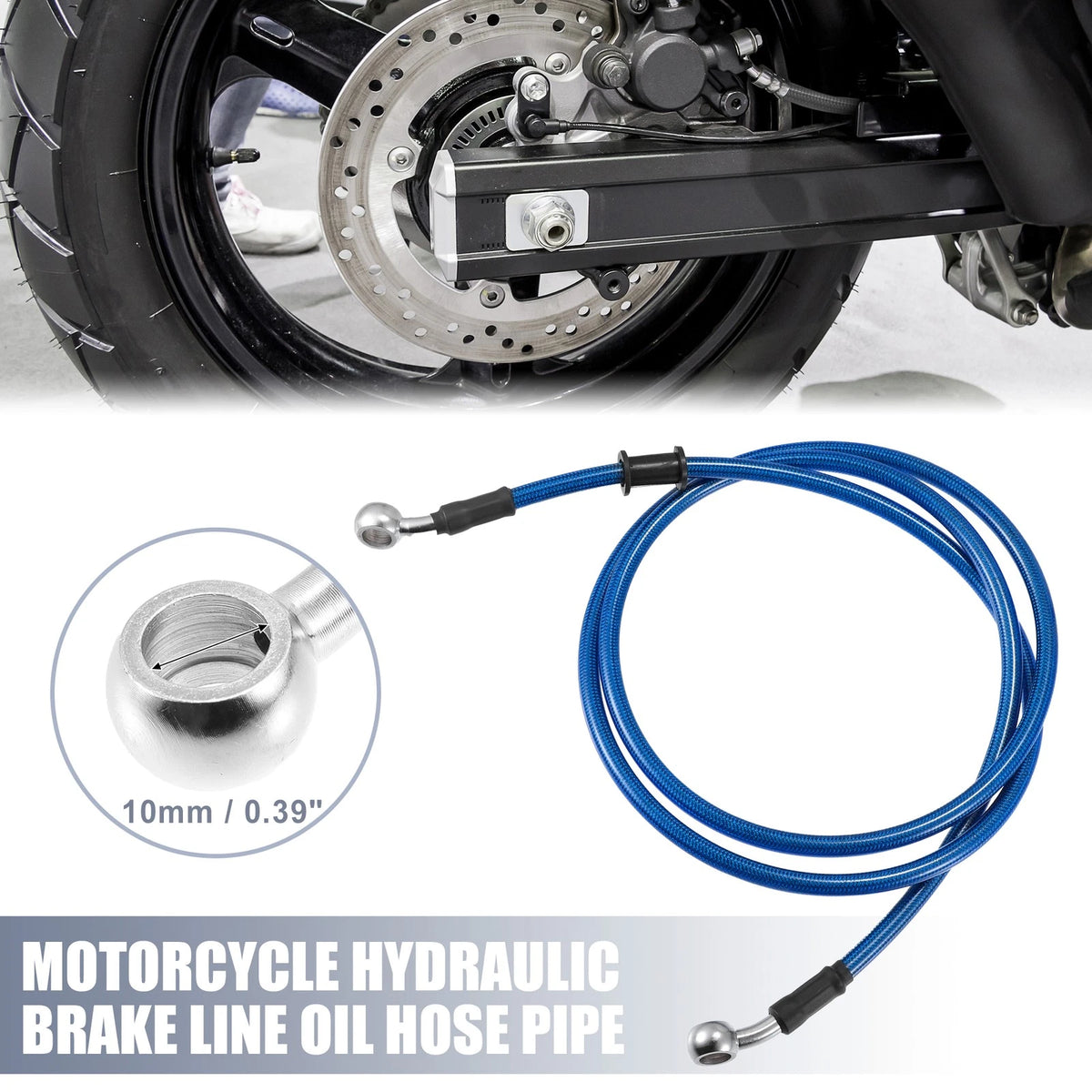 55.12" Length 10mm ID Brake Line Oil Hose Pipe Cable Blue for Motorcycle