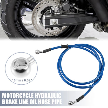 55.12" Length 10mm ID Brake Line Oil Hose Pipe Cable Blue for Motorcycle