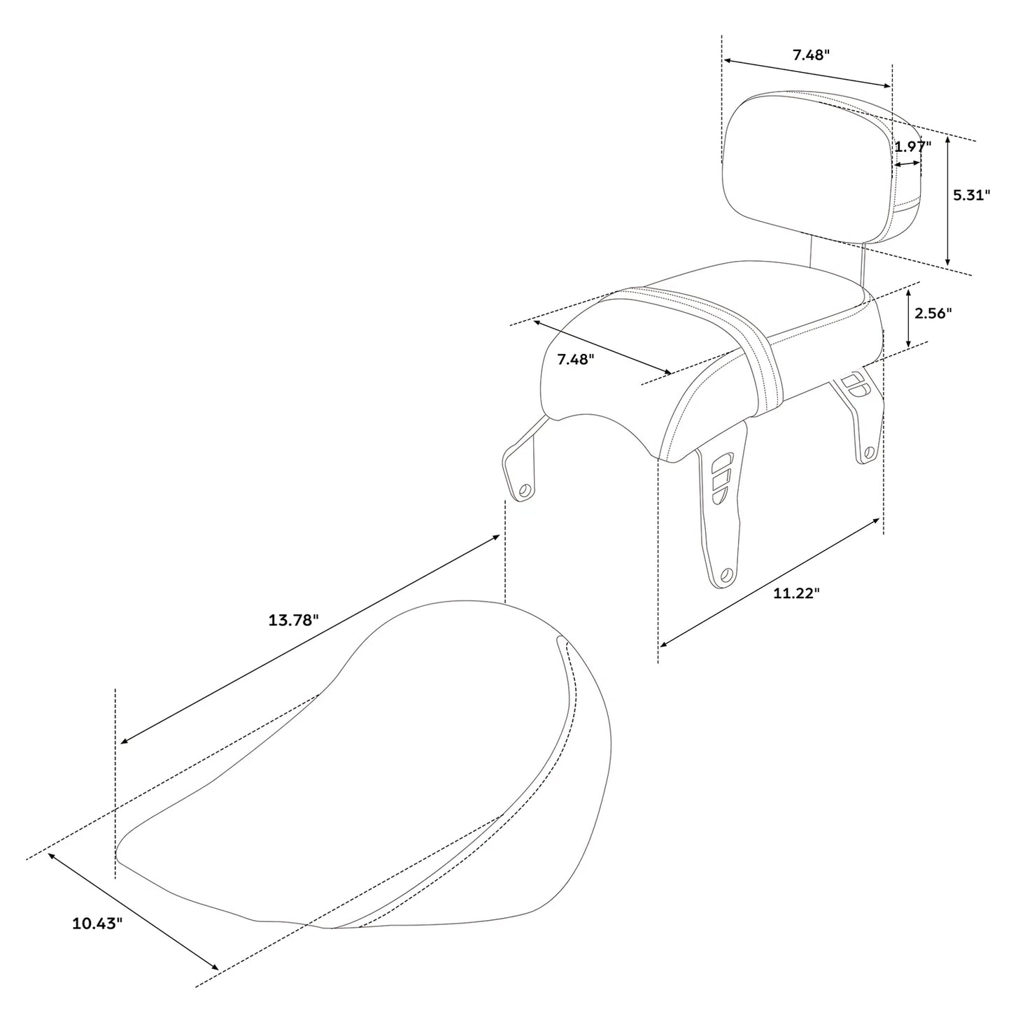 Driver & Passenger Seat Backrest Pad for Indian Scout Sixty (2018 - 2023)