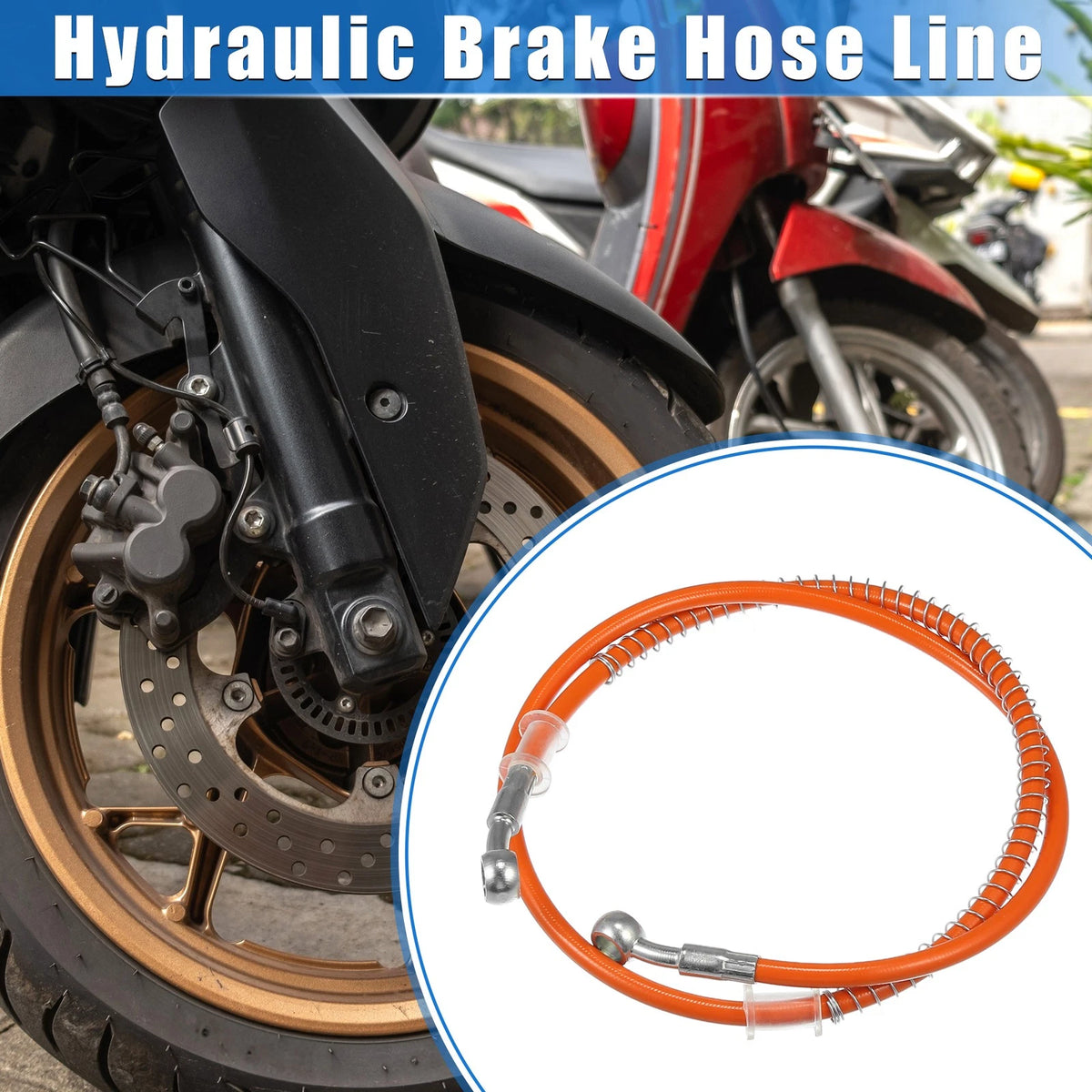 Hydraulic Brake Hose Line Pipeline 100cm 10mm Orange for Motorcycle