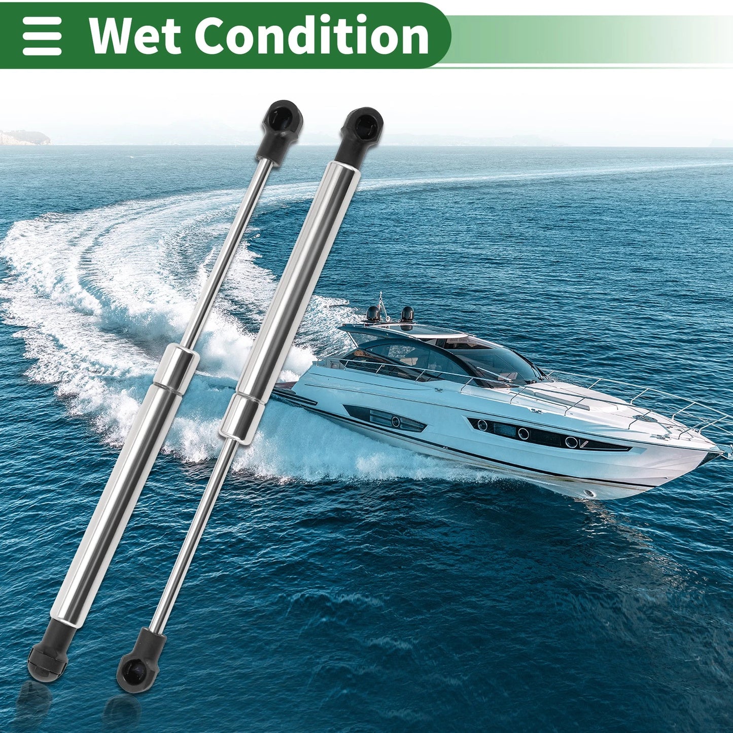 2 x 10in/254mm Stainless Steel Marine Lift Support Struts Gas Spring