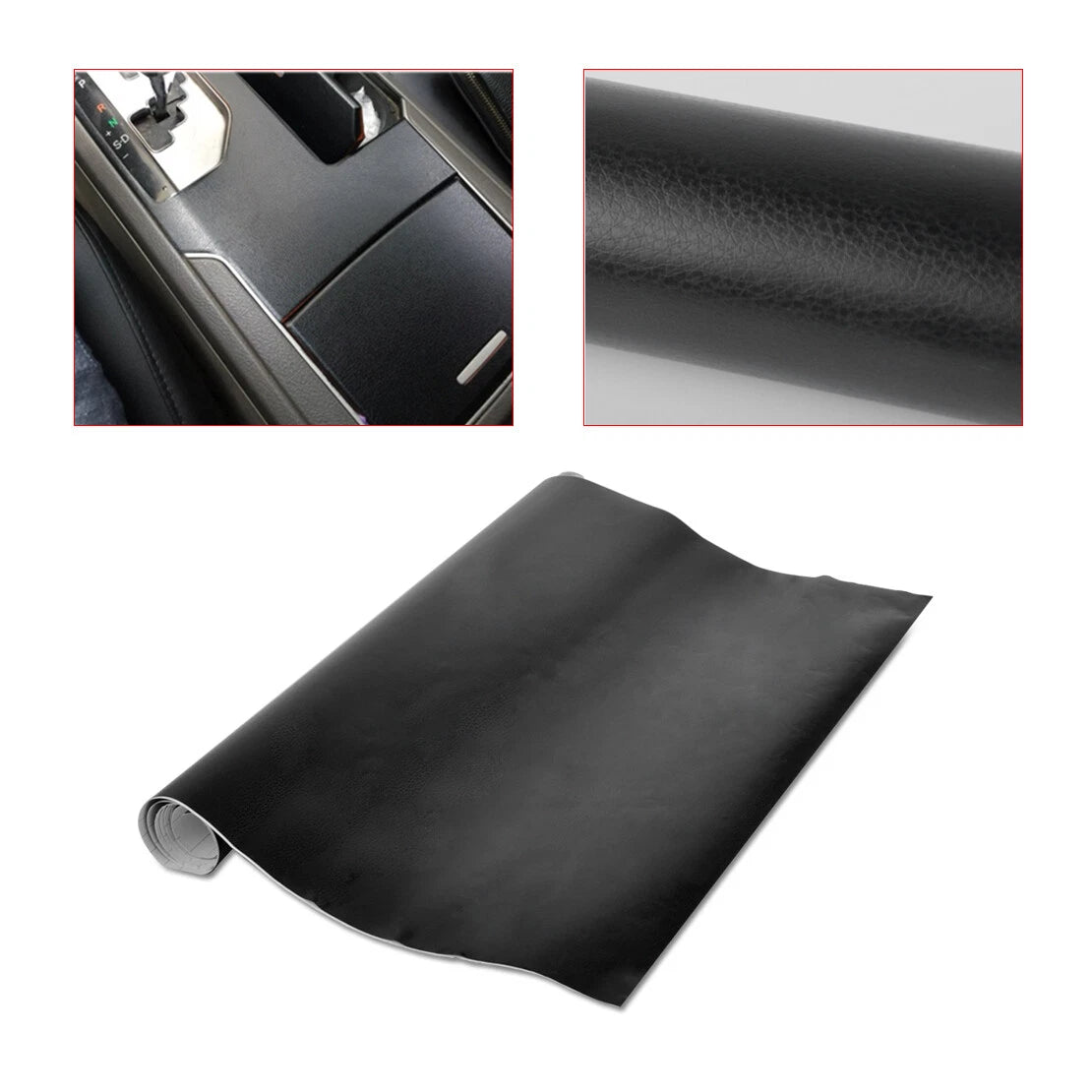 150cm x 50cm Black Imitation Leather Car Interior Wrap Film Sticker