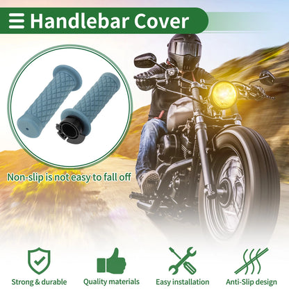 7/8" 22mm Hand Grips Cover Kit for Motorcycle TPU Gray Blue