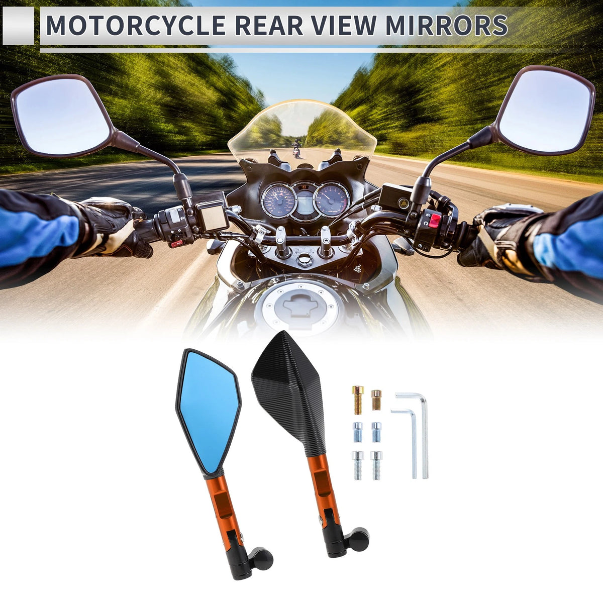 M8/M10 Rear View Mirrors Aluminum Alloy for Motorcycle