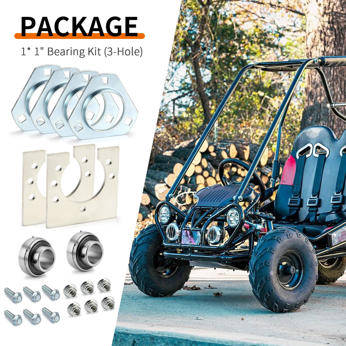 Live Axle Bearing Kit (3-Hole) for Go-Kart Bikes/Trikes