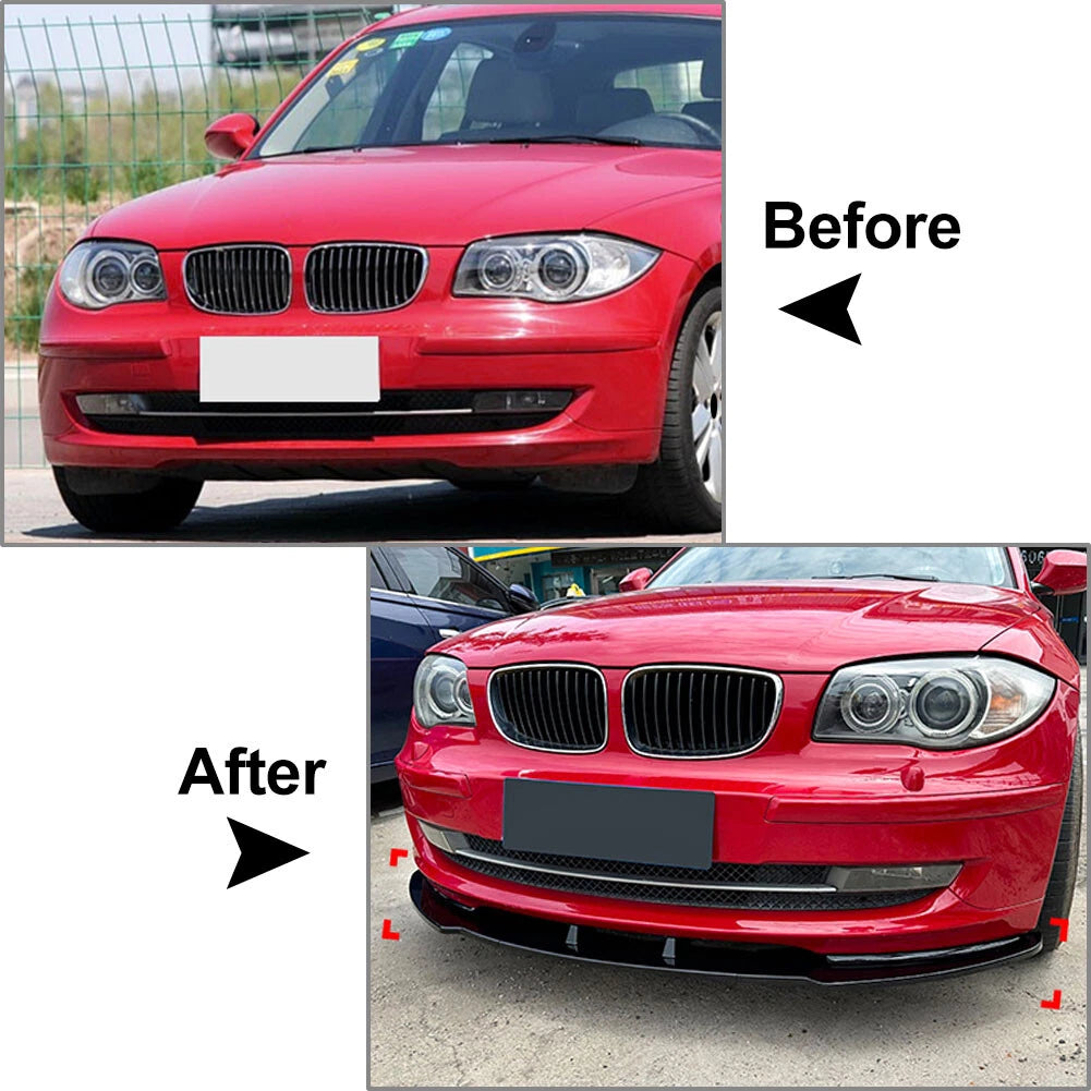 Front Bumper Lip Splitter Spoiler Black for BMW 1 Series E81 E82 E87 E88 (2004-2013)
