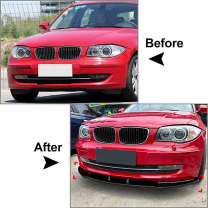 Front Bumper Lip Splitter Spoiler Black for BMW 1 Series E81 E82 E87 E88 (2004-2013)