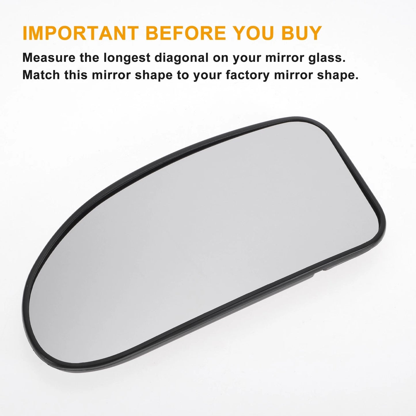 Left Side White Mirror Glass w/ Back Convex Heated for Ford Focus (1998-2004)