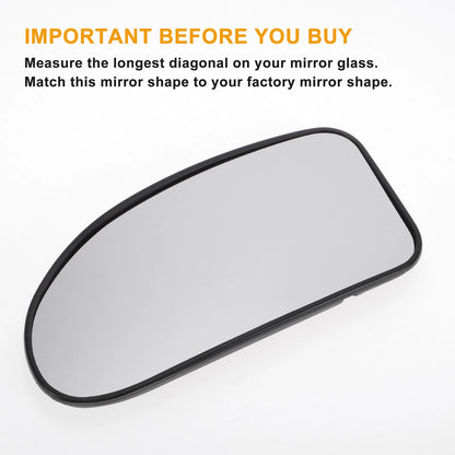 Left Side White Mirror Glass w/ Back Convex Heated for Ford Focus (1998-2004)