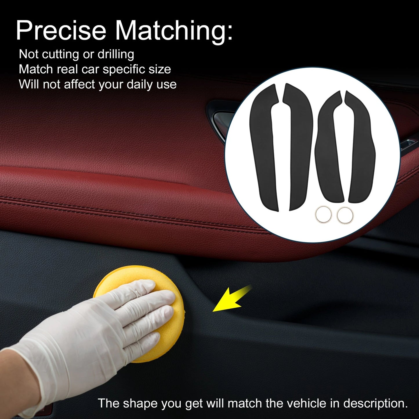 Car Door Anti Kick Pad Sticker Protector for Ford Edge (2015) - Black Set