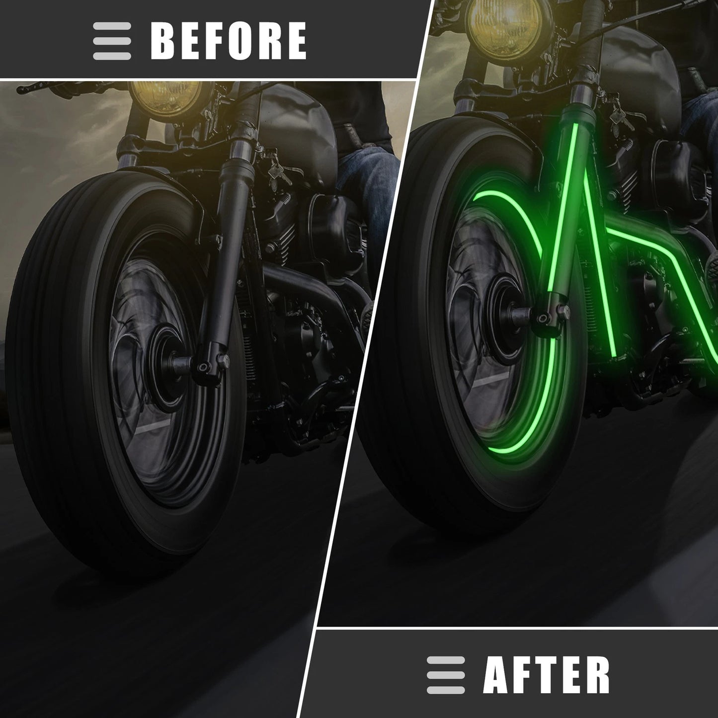 Universal Reflective Tape for Motorcycles Green High Brightness PVC
