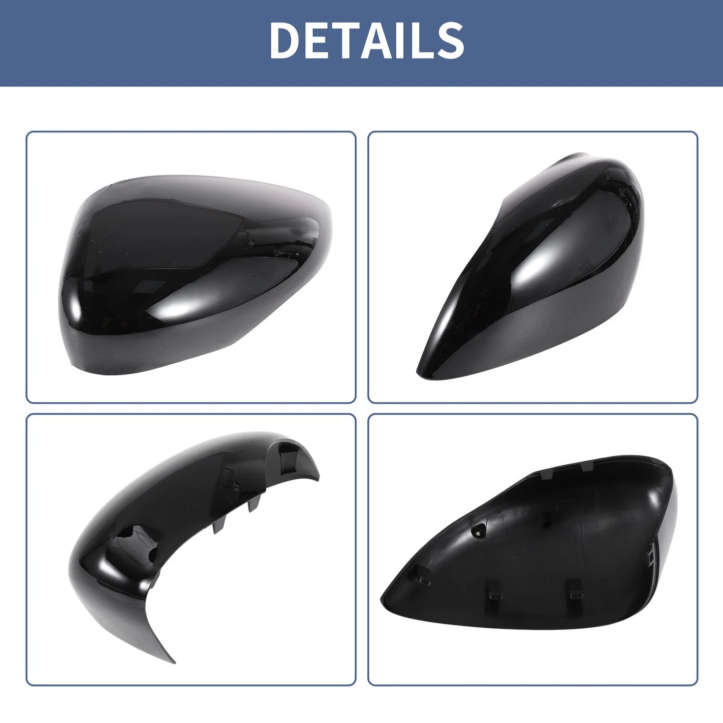 Gloss Black Left Right Mirror Cover Caps for Ford Fiesta (2008-2017)