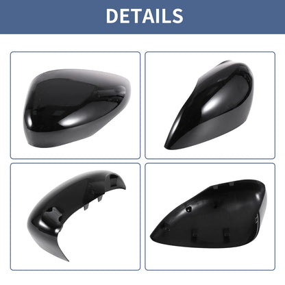 Gloss Black Left Right Mirror Cover Caps for Ford Fiesta (2008-2017)