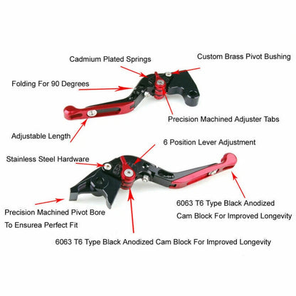 Adjustable Folding Lever Set for Honda X-11 (1999-2002) Black