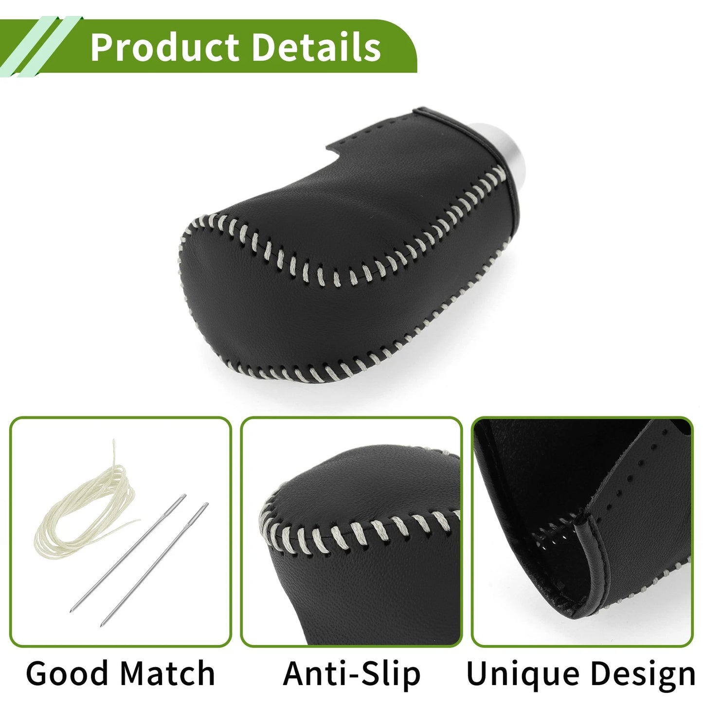 Car Gear Shift Knob Cover for Mazda 3 (2014-2018) - Black Beige Faux Leather