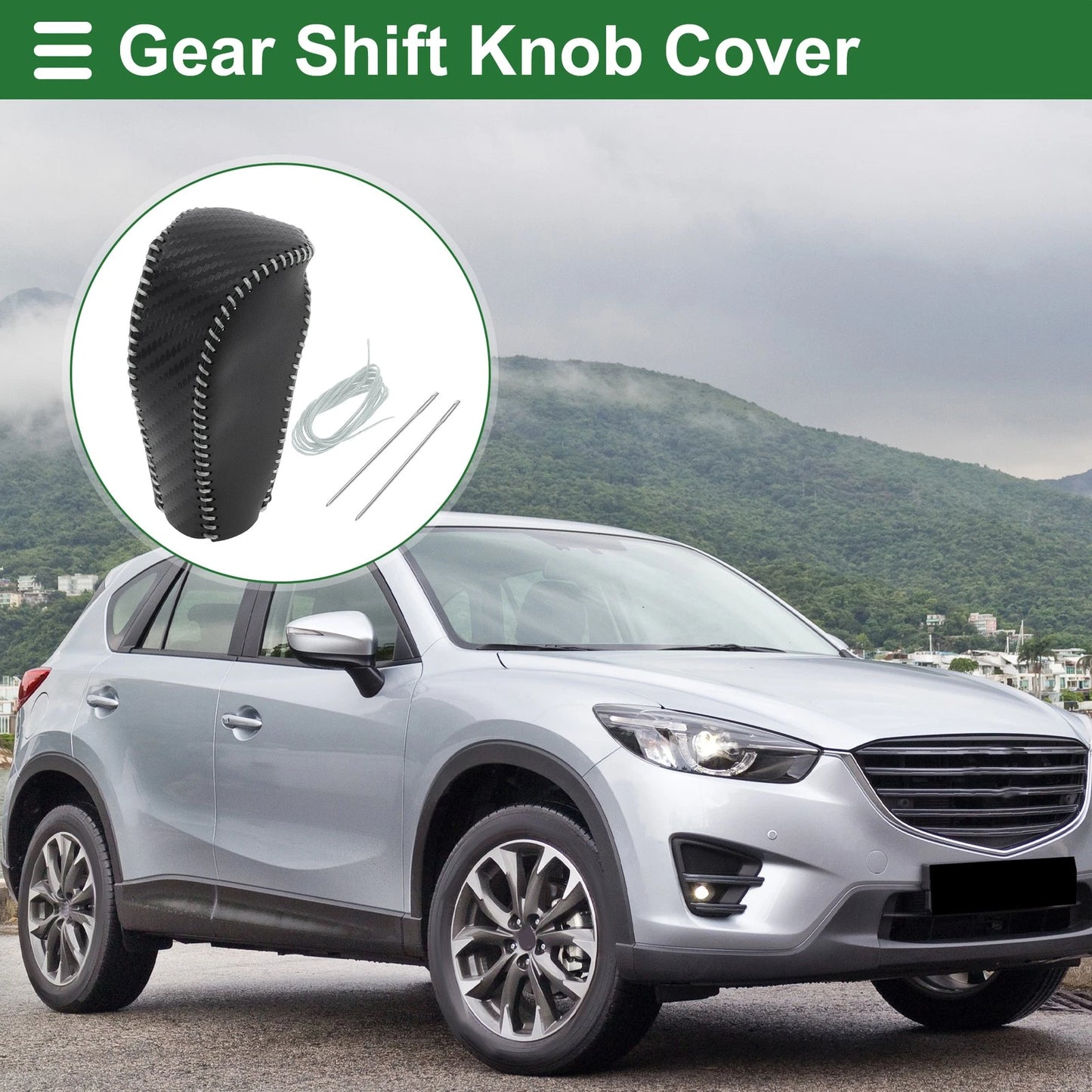 Black Carbon Fiber Gear Shift Knob Cover for Mazda CX-5 (2017-2022)