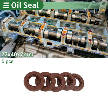 Oil Seal / 22x40x7mm / FKM Rubber High Pressure Brown 5 Pcs