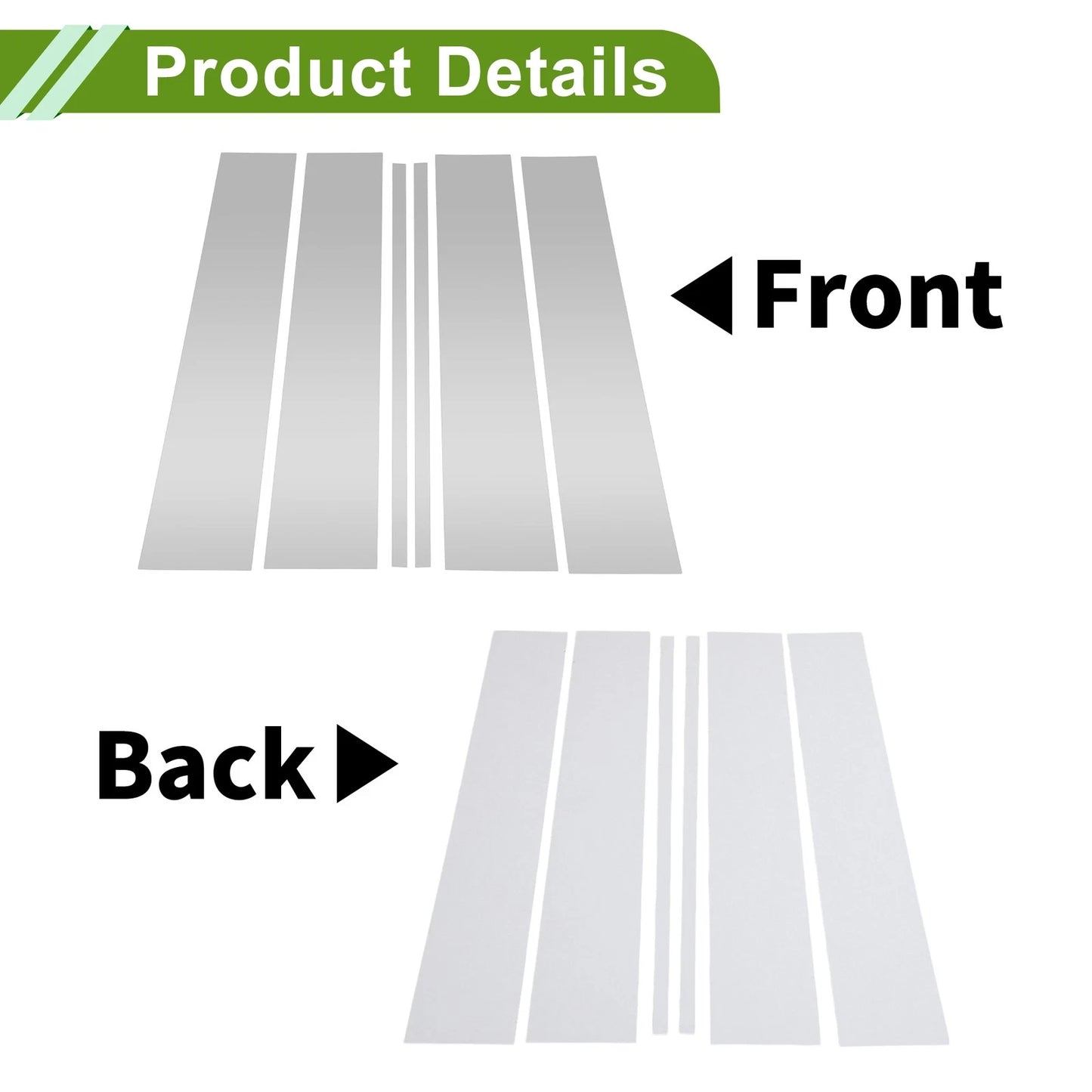 6 Pcs Pillar Window Trim for Chevy Suburban Silver Tone (2015-2020)
