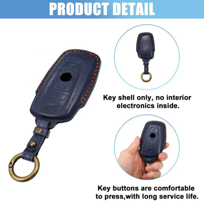 Car Remote Key Fob Case Cover 4 x Button Protector Faux Leather Red for BMW
