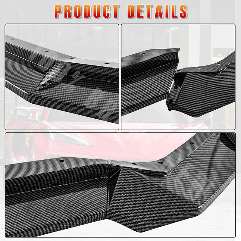 Front Bumper Skirt Lip Spoiler Splitter Kit for 20-Up Chevrolet Corvette C8