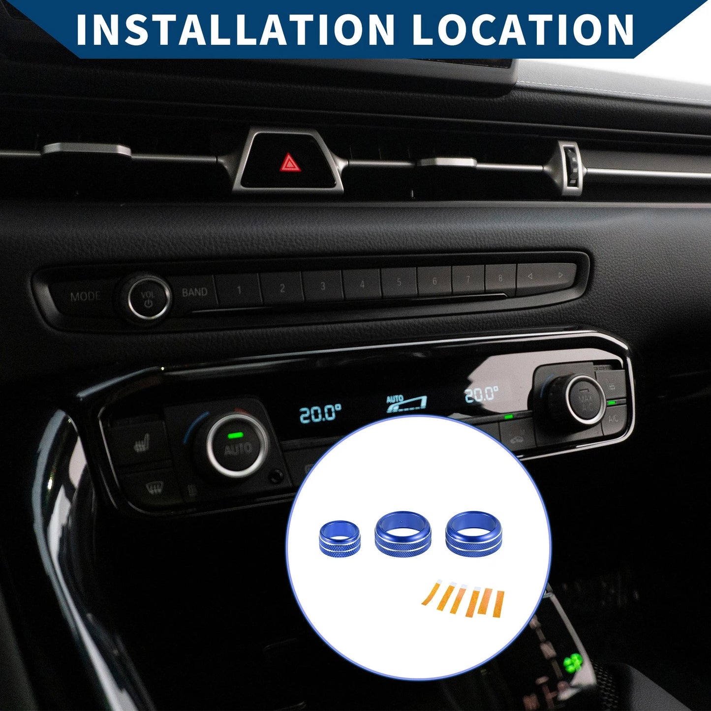 AC Radio Volume Switch Knob Cover Ring for Toyota Supra (2018-2022) - 3 Pcs