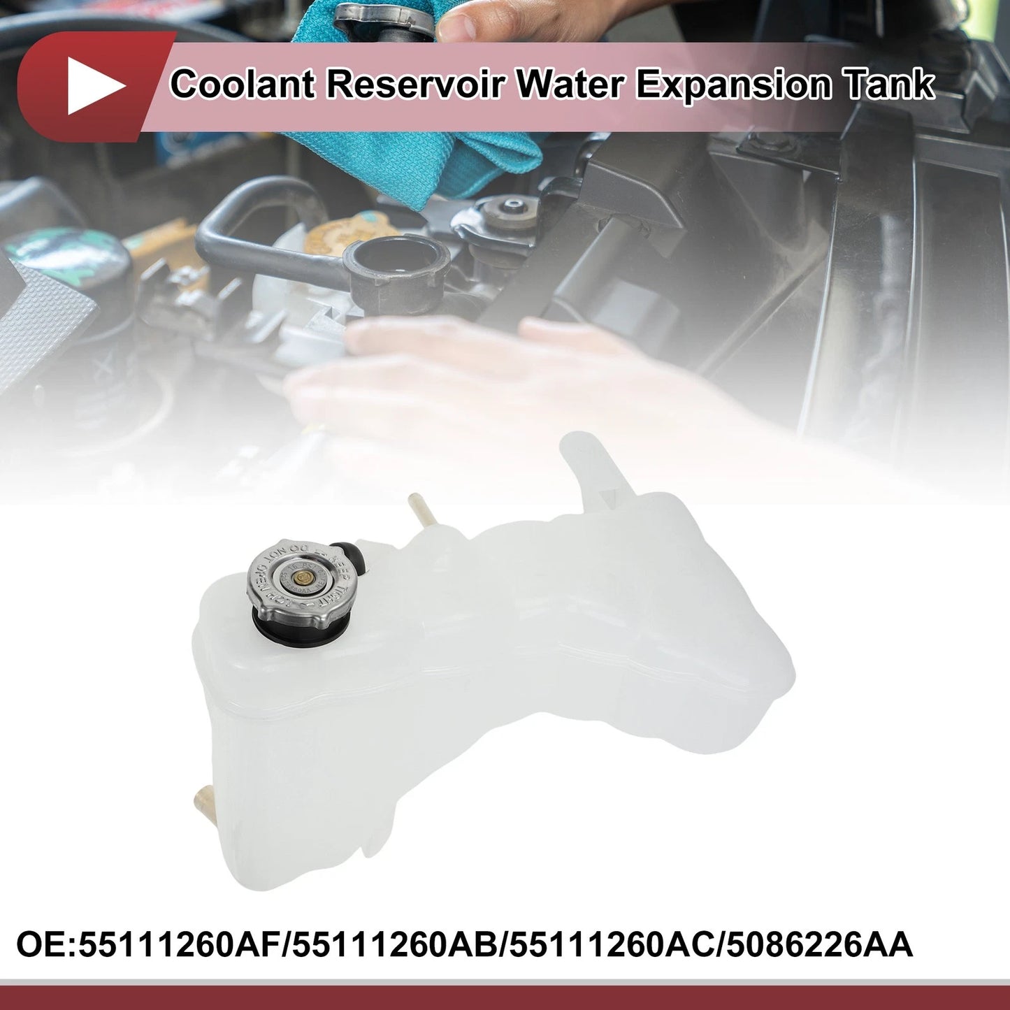 Coolant Expansion Overflow Tank with Cap for Dodge Challenger 1 Set