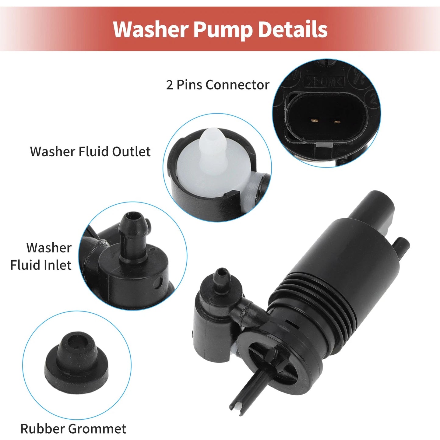 Windshield Washer Pump for Cadillac Chevy Equinox (2005-2017)