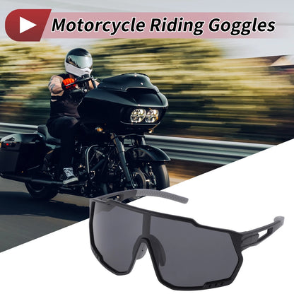 Motorcycle Riding Goggles Black Lens Black Frame PC Outdoor Sports Sunglasses