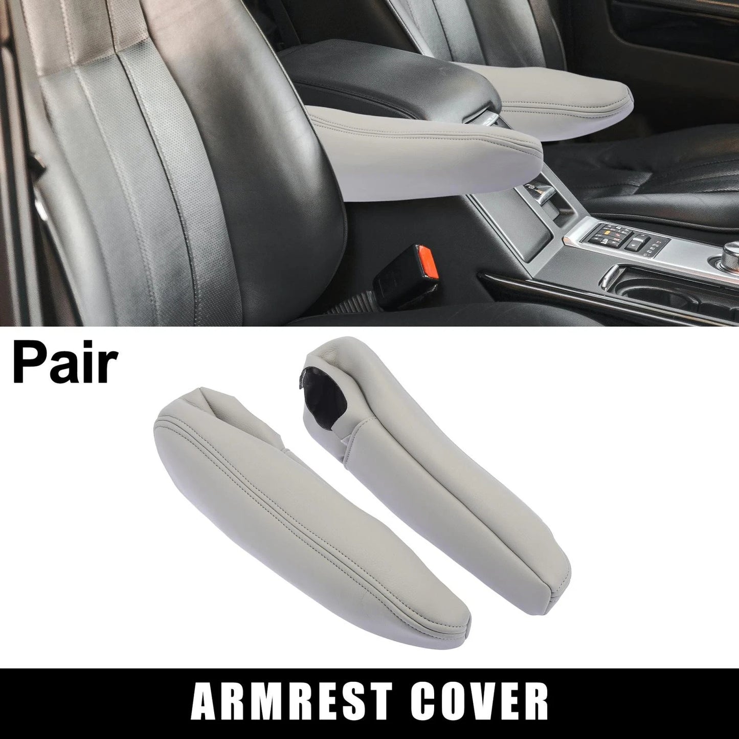 2 x Pair Front Seat Armrest Cover Microfiber Leather Gray for Toyota Sienna