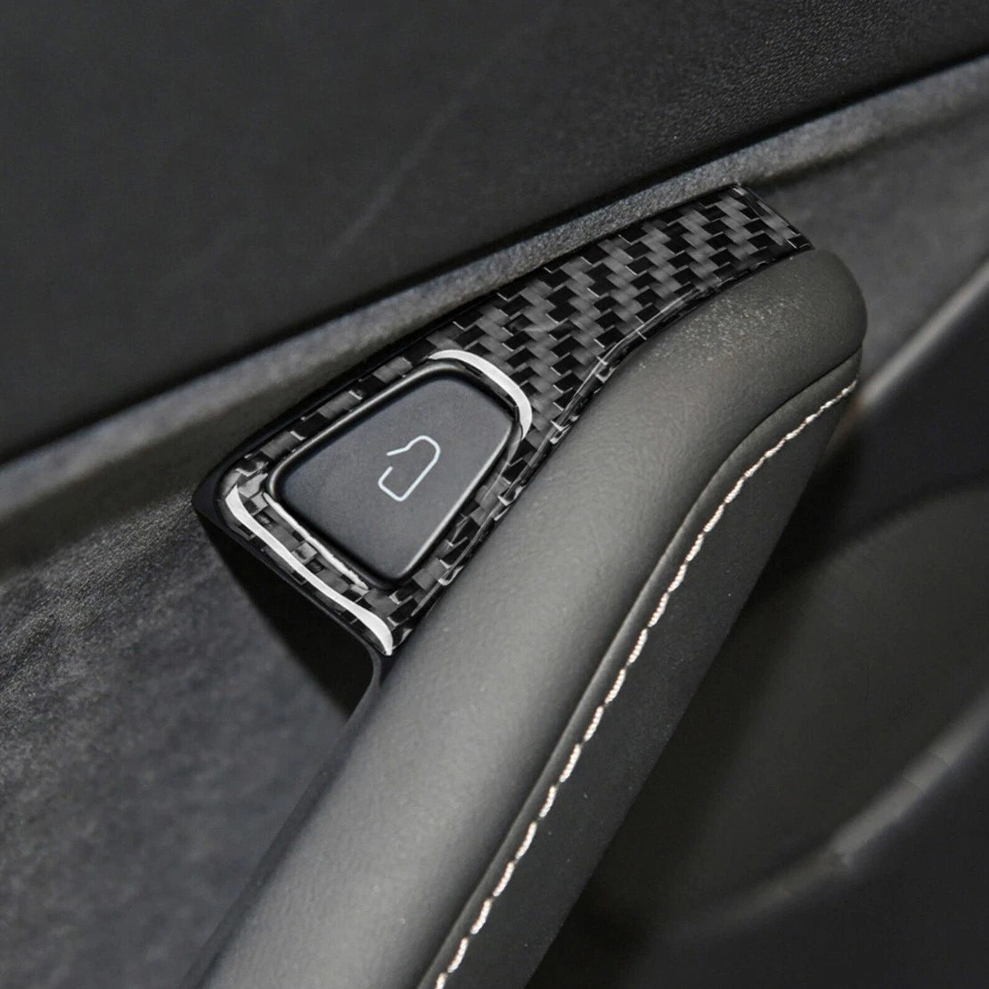 4x Carbon Fiber Window Lift Switch Button Covers for Tesla Model 3, Y